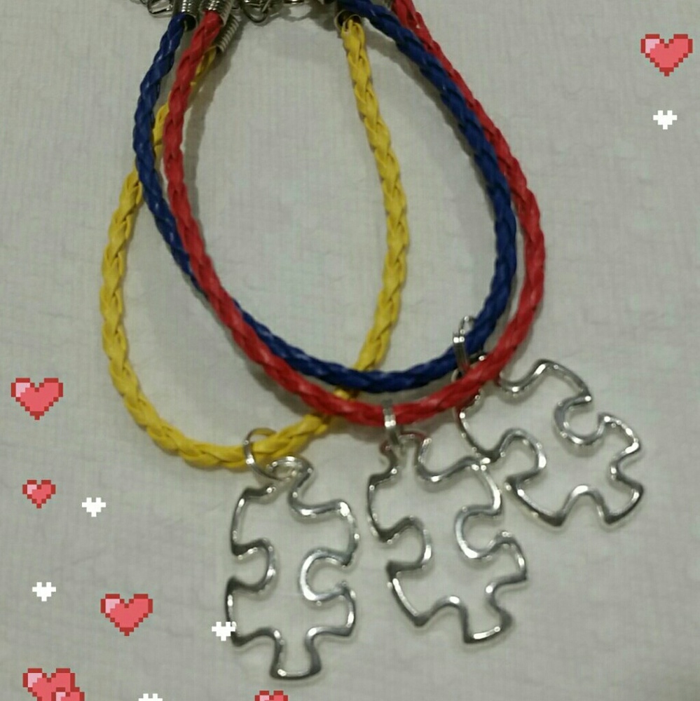 3pcs set autism puzzle charms Stocking gifts w bag - Picture 2 of 6